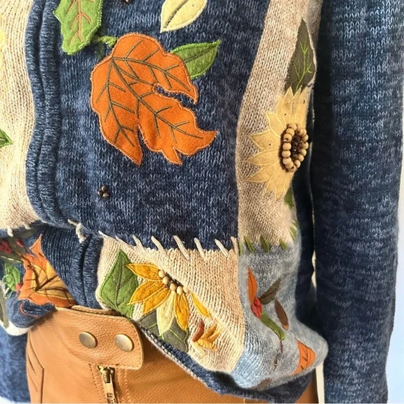 Vintage Tiara Autumn Zipper Cardigan SZ M - Picture 4 of 9